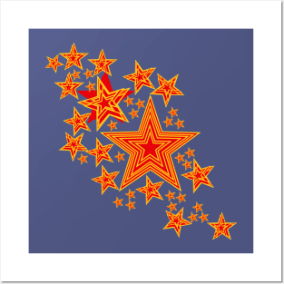 Red & orange stars Posters and Art